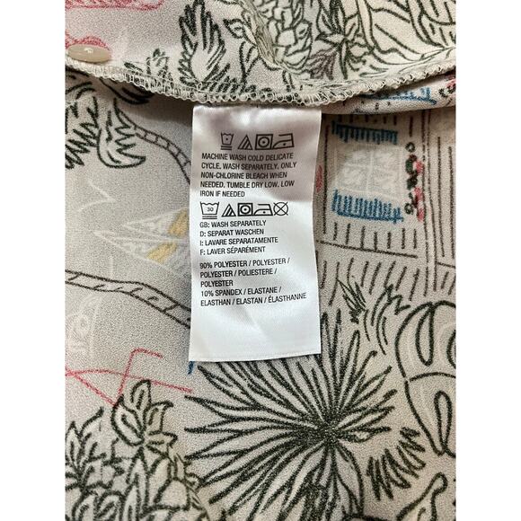 Denim & Co. Shirt Dress Belted Waist Printed Midi Multicolor Women's Size S - Picture 4 of 12